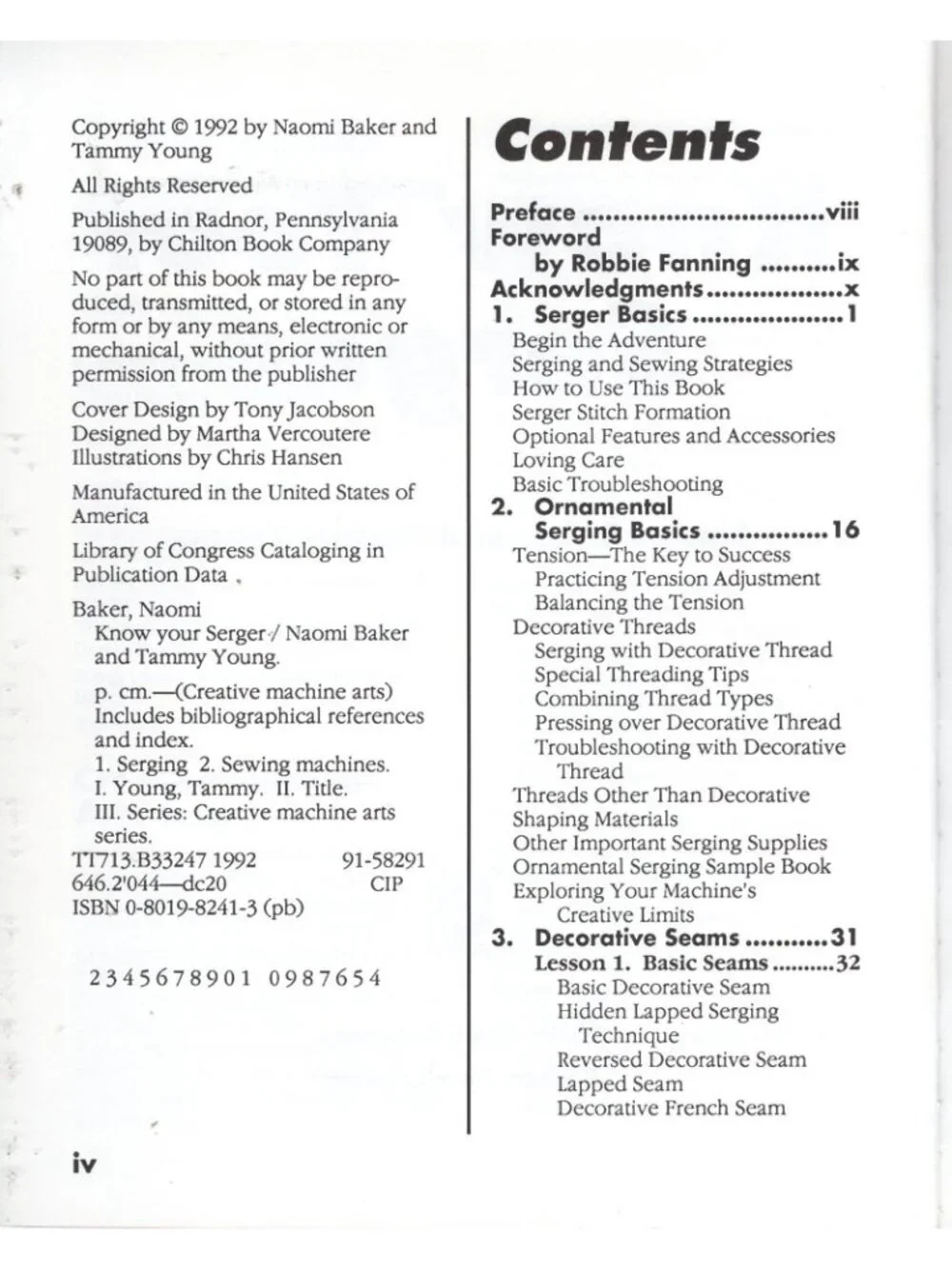 Know Your Serger Naomi Baker & Tammy Young Serging Techniques Paperback 1992